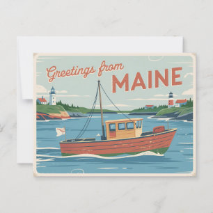 Cartão Postal Cartão-postal Vintage Maine Saudações do Maine