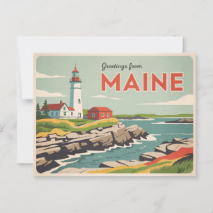 Cartão Postal Cartão-postal Vintage Maine Saudações do Maine