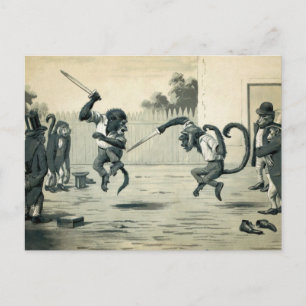 Cartão Postal Cartão-postal Vintage Monkey Duel