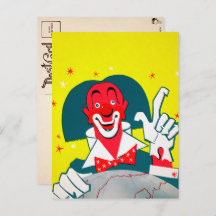 Cartão-postal Vintage Red Clown
