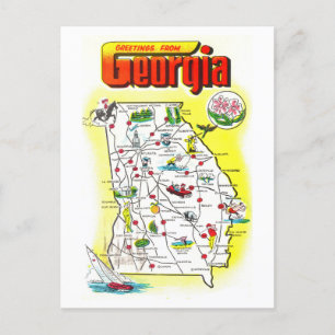 Cartão Postal Cartão-postal Vintage Saudações do Mapa da Geórgia