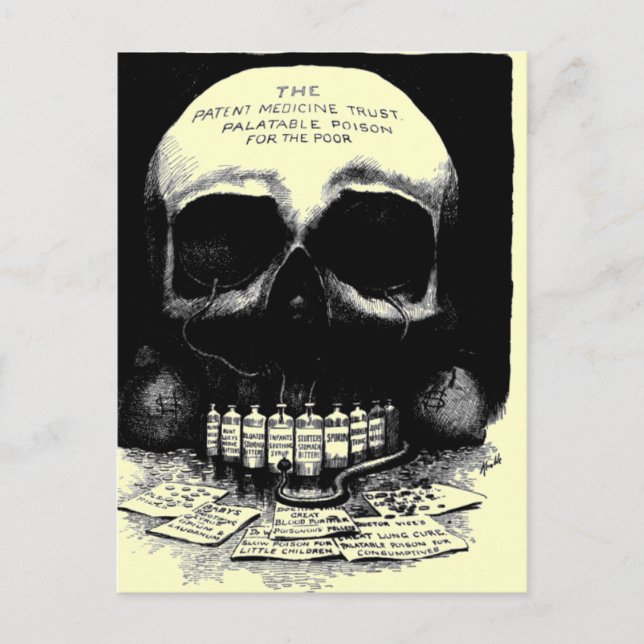 Cartão Postal Cartão-postal Vintage Skull Drug Ad (Frente)