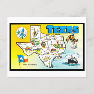Cartão Postal Cartão-postal Vintage Texas Map