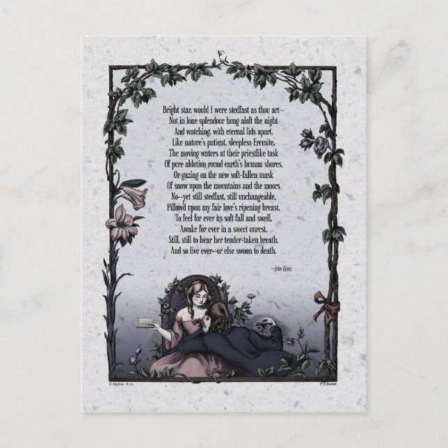 Cartão Postal Cartão-postal vitoriano das Keats "Bright Star" (Frente)