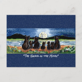 Cartão Postal Cartão-postal Whimsical Bear in Moon Whimsical