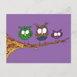 Cartão Postal Cartão-postal Whimsical Owls