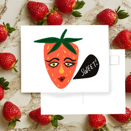Cartão Postal Cartão-postal Whimsical Sweet Strawberry