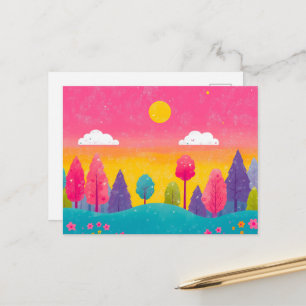 Cartão Postal Cartão-postal Whimsso Sunset Forest