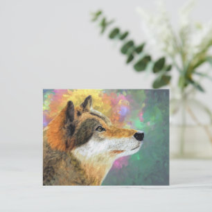 Cartão Postal Cartão-postal Wolf Painting Natureza Artística