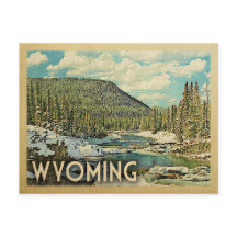 Cartão-postal Wyoming - Retro Viagem Snowy Winter 