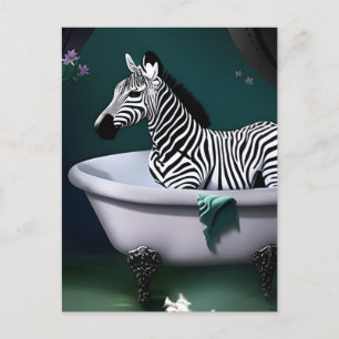 Cartão Postal Cartão-postal Zebra Bathtub