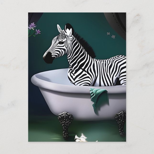 Cartão Postal Cartão-postal Zebra Bathtub (Frente)