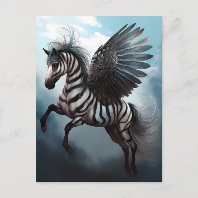 Cartão Postal Cartão-postal Zebra Pegasus Fantasy (Frente)