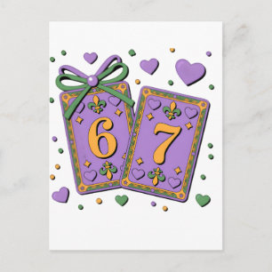 Cartão Postal Cartas de Baralho Mardi Gras Six Seven Deck Caminh