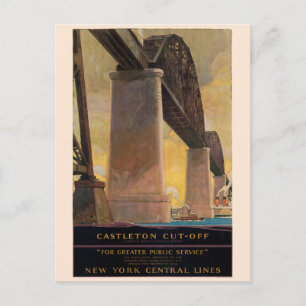 Cartão Postal Cartaz Antigo Castleton Cut-Off Nova York 1924