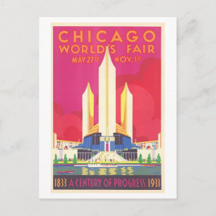 Cartão Postal Cartaz Antigo da Feira Mundial de Chicago (1933)