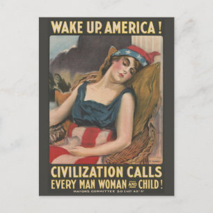 Cartão Postal Cartaz Antigo da Primeira Guerra Mundial - Acorde,