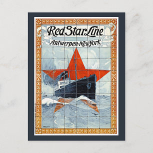 Cartão Postal Cartaz Antigo da Red Star Line Bélgica