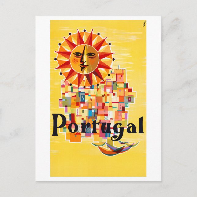 Cartão Postal Cartaz Antigo de Portugal Restaurado (Frente)