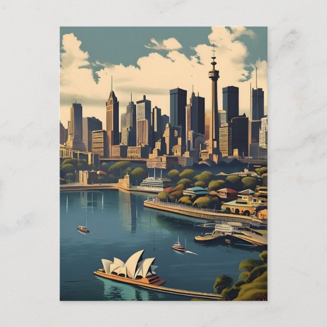 Cartão Postal cartaz antigo de Sydney (Frente)