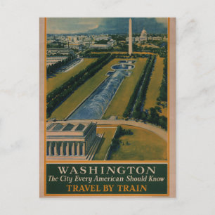 Cartão Postal Cartaz Antigo de Viagens de Washington DC