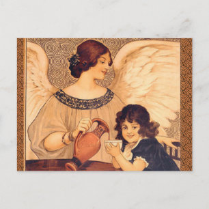 Cartão Postal Cartaz Antigo do Anjo do Chocolate Francês: Arte V
