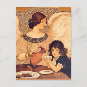 Cartão Postal Cartaz Antigo do Anjo do Chocolate Francês: Arte V