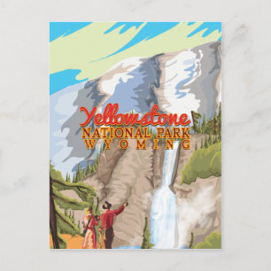 Cartão Postal Cartaz Antigo do Parque Nacional de Yellowstone