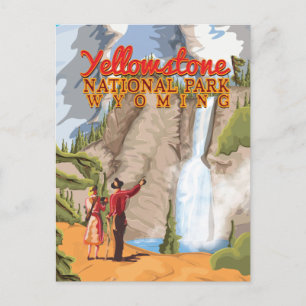 Cartão Postal Cartaz Antigo do Parque Nacional de Yellowstone