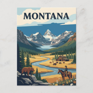 Cartão Postal Cartaz Antigo do Rancho de Búfalo do Montana Mount