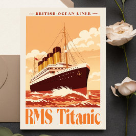 Cartão Postal Cartaz Antigo do RMS Titanic. Arte Retro de Transa