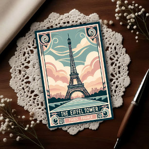 Cartão Postal Cartaz Art Déco Vintage 1910 Torre Eiffel Paris