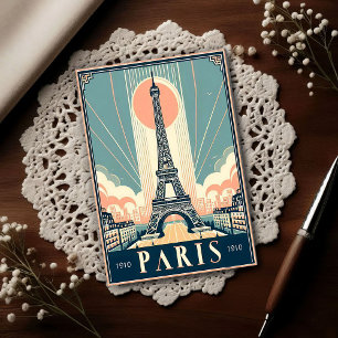 Cartão Postal Cartaz Art Déco Vintage 1910 Torre Eiffel Paris