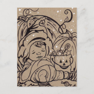 Cartão Postal Cartaz bonitinho do Candy Halloween