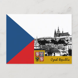 Cartão Postal Cartaz checo, Praga e Bandeira Checa/patriótico