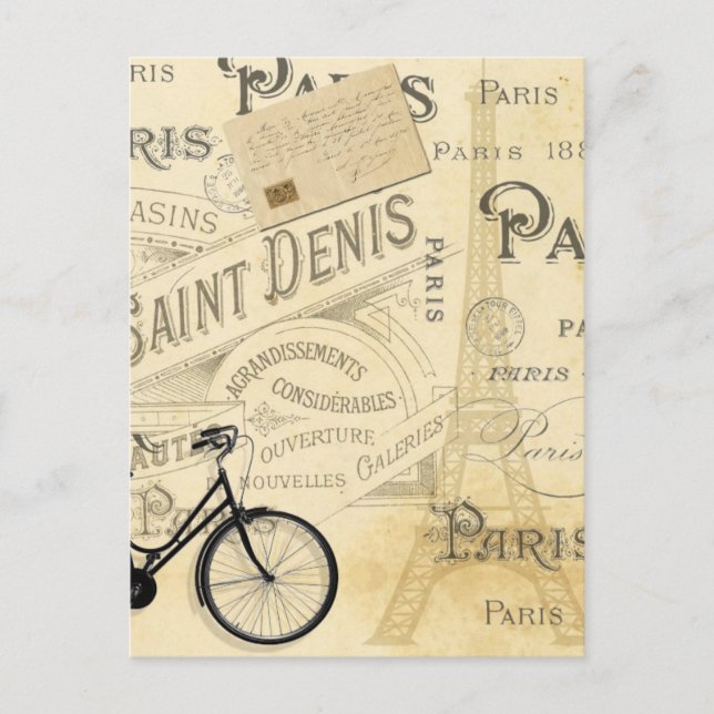 Cartão Postal Cartaz contra Colagem Francesa Moderno Vintage (Frente)