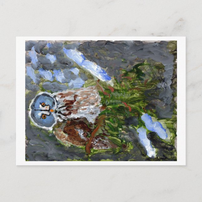 Cartão Postal Cartaz-coruja-coruja-azul-cambaleante (Frente)