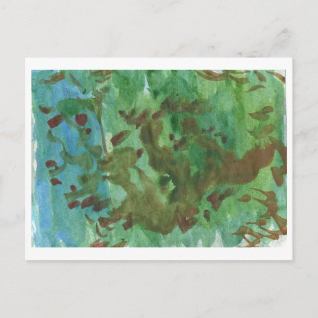 Cartão Postal Cartaz da árvore em azul e verde (Frente)