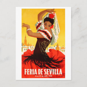 Cartão Postal Cartaz da Feira de Abril de Sevilha 1959 Espanha