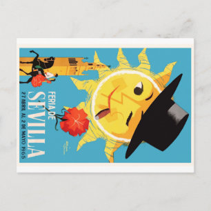 Cartão Postal Cartaz da Feira de Abril de Sevilha Espanha 1965