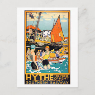 Cartão Postal cartaz da ferrovia antiga de Hythe