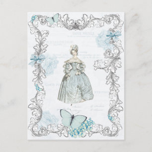 Cartão Postal Cartaz da moda do século XIX em azul