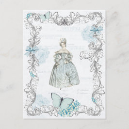 Cartão Postal Cartaz da moda do século XIX em azul