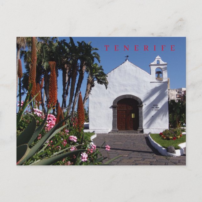 Cartão Postal Cartaz da pequena igreja de Tenerife (Frente)