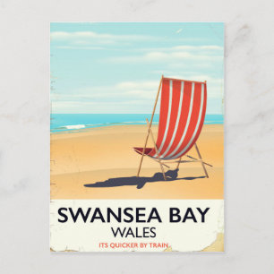 Cartão Postal Cartaz da Praia da Baía de Swansea, País de Gales