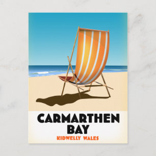 Cartão Postal Cartaz da Praia de Carmarthen Bay Kidwelly País de