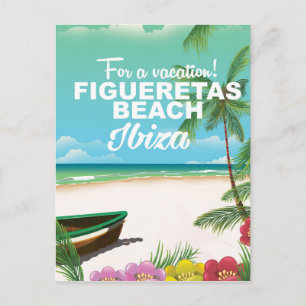 Cartão Postal Cartaz da praia de Figueretas Ibiza