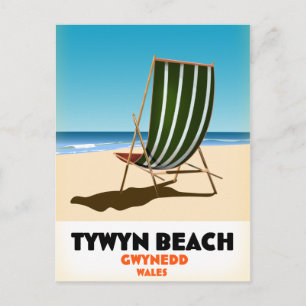 Cartão Postal cartaz da praia de Tywyn Gwynedd País de Gales
