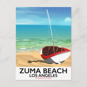 Cartão Postal Cartaz da praia Zuma Beach LA Rail