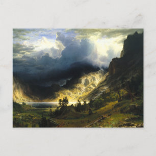 Cartão Postal Cartaz da tempestade de Bierstadt nas Montanhas Ro
